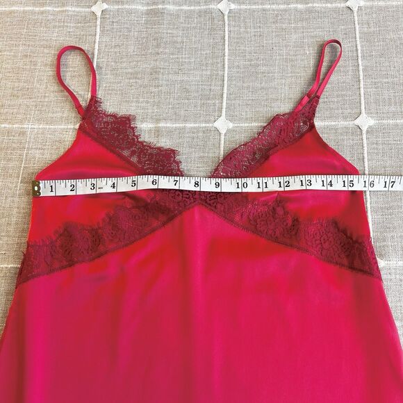 Simone Perele Satin Secrets Chemise Slip Dress Nightgown NEW Pink Lace Sz 8 - Picture 12 of 14